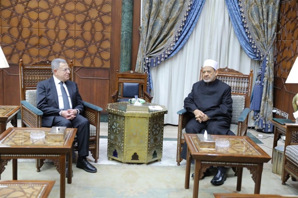 The Grand Imam receives former Lebanese PM  They discuss the current situation in Gaza